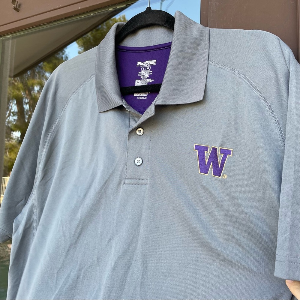 ProEdge University of Washington Huskies Grey/Purple Polo L - Picture 2 of 8